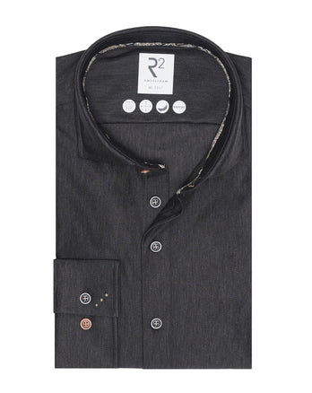 Travel shirt herringbone 020 - Black