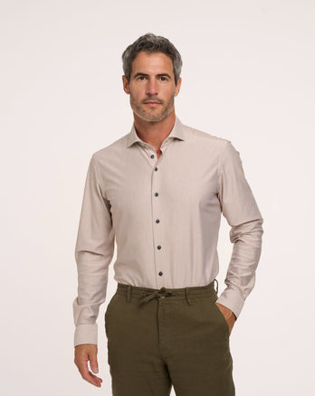 Visgraat knitted overhemd 045 - Beige