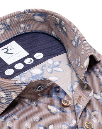 Floral print cotton shirt 042 - Taupe