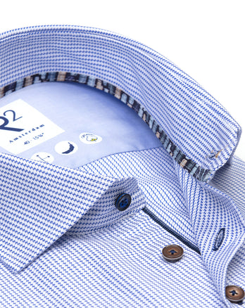 Chemise en coton biologique Dobby 014 - Blue