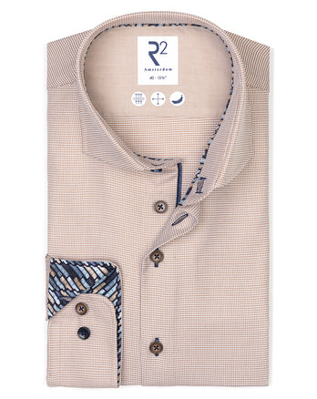 Chemise en stretch pied-de-poule 045 - Beige