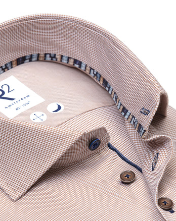 Chemise en stretch pied-de-poule 045 - Beige