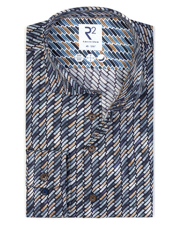 Chemise stretch imprimée Sofa 010 - Navy