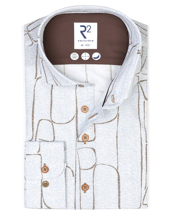 Visgraat met banklijnen katoenen shirt 018 - Light blue