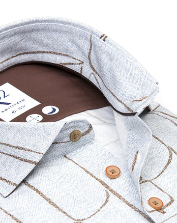 Visgraat met banklijnen katoenen shirt 018 - Light blue