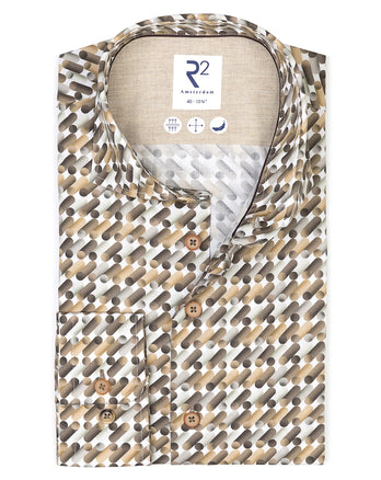 Chemise stretch à imprimé sofa abstrait 041 - Brown