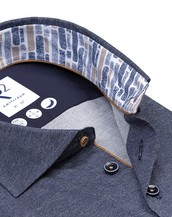 Chemise extensible Dobby 010 - Navy