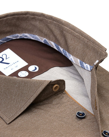 Dobby stretch overhemd 041 - Brown