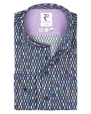 Chemise en coton ratiboisé imprimé canapé 010 - Navy