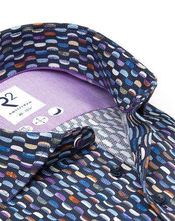 Chemise en coton ratiboisé imprimé canapé 010 - Navy