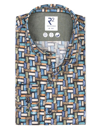 Bankprint stretch overhemd 073 - Multicolour