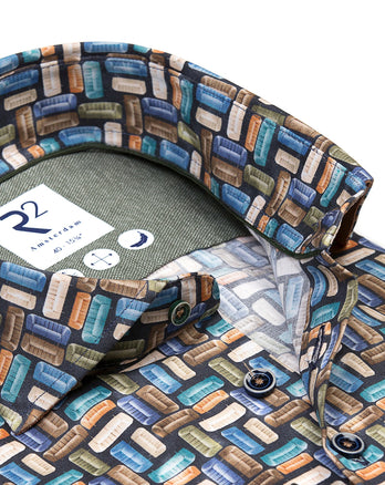 Bankprint stretch overhemd 073 - Multicolour