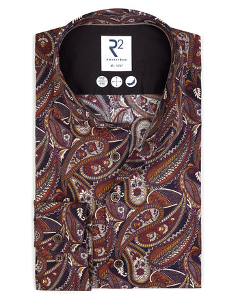 Chemise stretch à imprimé paisley 064 - Purple