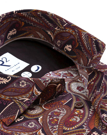 Chemise stretch à imprimé paisley 064 - Purple