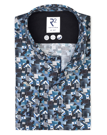 Chemise stretch à imprimé coussin 014 - Blue