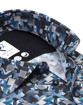 Chemise stretch à imprimé coussin 014 - Blue