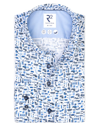 Chemise en coton ratiboisé imprimé canapé 014 - Blue