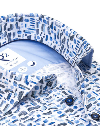 Chemise en coton ratiboisé imprimé canapé 014 - Blue