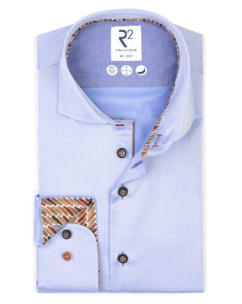 Fine twill stretch shirt 018 - Light blue