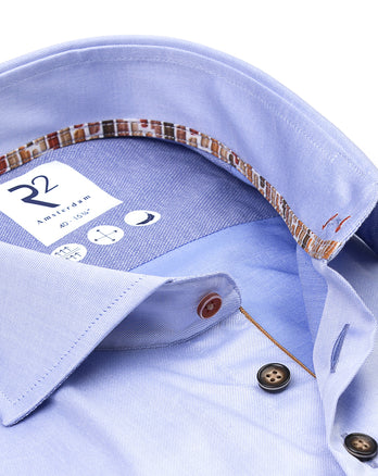 Fine twill stretch shirt 018 - Light blue