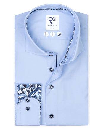 Bügelfreies Baumwollhemd 018 - Light blue