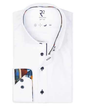 Extra long sleeves. Heavy twill cotton shirt 004 - White