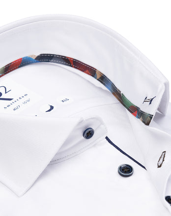 Extra long sleeves. Heavy twill cotton shirt 004 - White