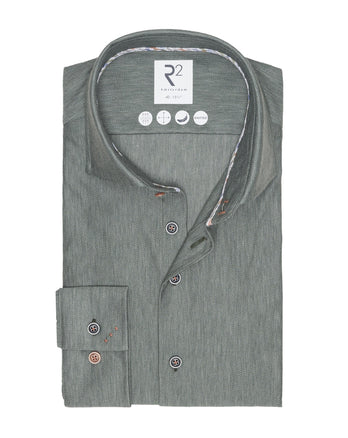 Extra long sleeves. Herringbone knitted shirt 070 - Dark green