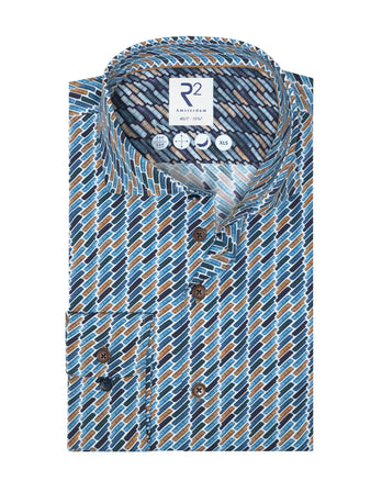 Extra long sleeves. Sofa print stretch shirt 004 - White