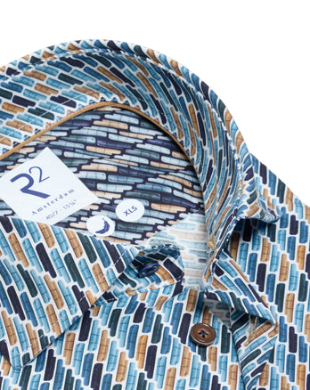 Extra long sleeves. Sofa print stretch shirt 004 - White