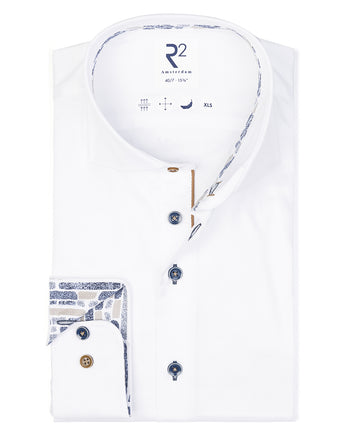 Extra lange Ärmel. 2 PLY Bio-Baumwollhemd 004 - White