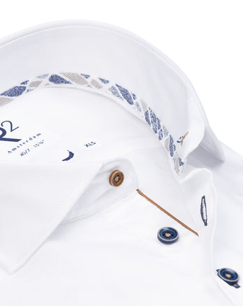 Extra lange Ärmel. 2 PLY Bio-Baumwollhemd 004 - White