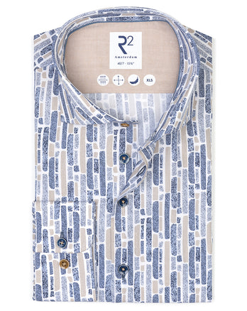 Extra long sleeves. Sofa print cotton shirt 004 - White