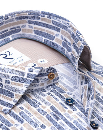 Extra long sleeves. Sofa print cotton shirt 004 - White