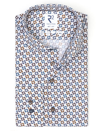 Extra long sleeves. Sofa print cotton shirt 014 - Blue