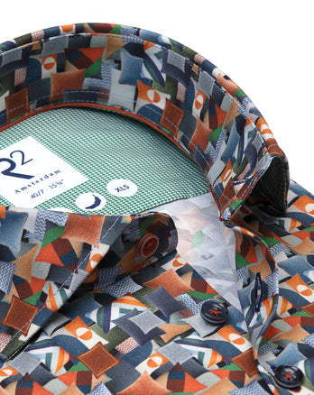 Manches extra longues. Chemise en stretch imprimé coussin 073 - Multicolour