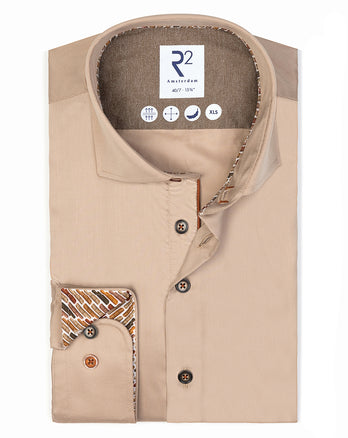 Extra lange mouwen. 2 PLY bio-katoenmix overhemd 045 - Beige