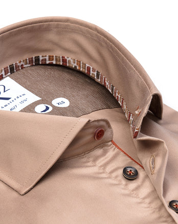 Extra lange mouwen. 2 PLY bio-katoenmix overhemd 045 - Beige