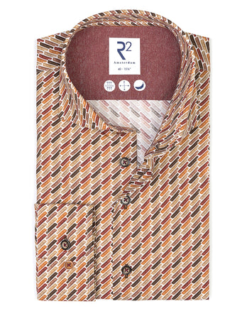 Extra long sleeves. Sofa print stretch shirt 073 - Multicolour