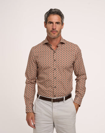 Extra long sleeves. Sofa print stretch shirt 073 - Multicolour