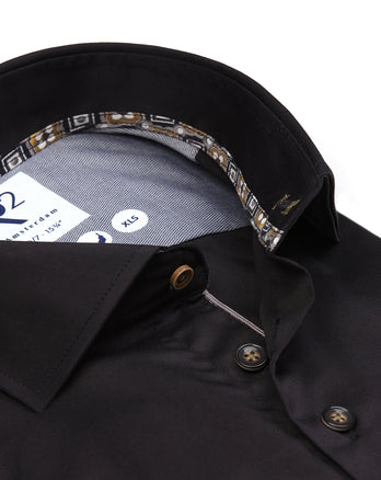 Extra lange mouwen. 2 PLY biologisch katoenen overhemd 020 - Black