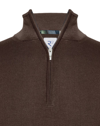 100% Merino wool zip pullover 041 - Brown