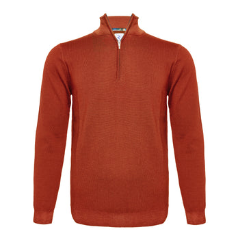 100% merino wollen trui met rits 090 - Brique