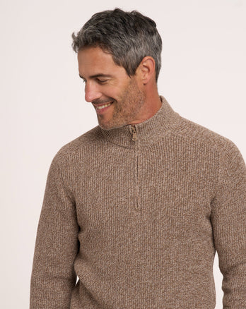 100% Merino wool zip pullover 041 - Brown
