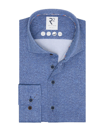 Bedrukt knitted overhemd 010 - Navy