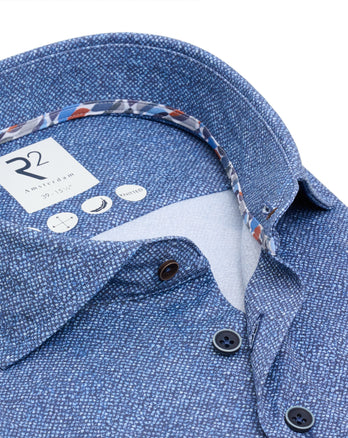 Bedrukt knitted overhemd 010 - Navy