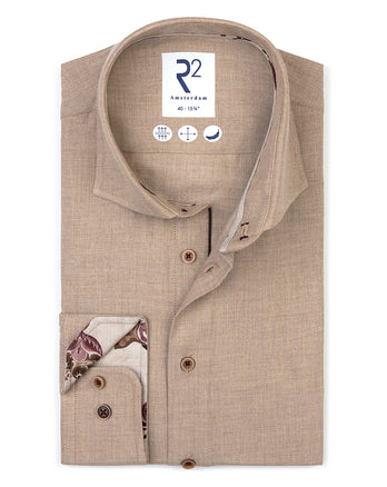 Flanellen katoenen overhemd 045 - Beige