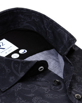 Chemise en coton à imprimé paisley 020 - Black