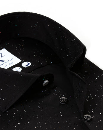 Bügelfreies Glitzer-Baumwollhemd 020 - Black