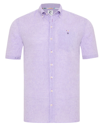 Korte mouwen linnenmix overhemd 064 - Purple